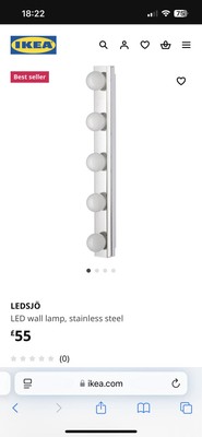IKEA LEDSJÖ LED Wandleuchte Edelstahl