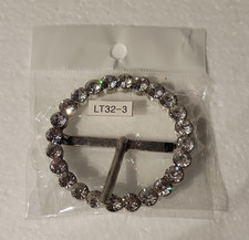 Round Silver Color Crystal Vintage Belt Buckle LT32-3 Metal Clear Rhinestone