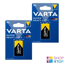 2 Varta Super Heavy Duty Zinc-Carbon 9V Battery E-Block 6F22 10