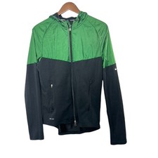 Nike Dri-Fit Running Green  Black Full-Zip Hooded Jacket Women's Small