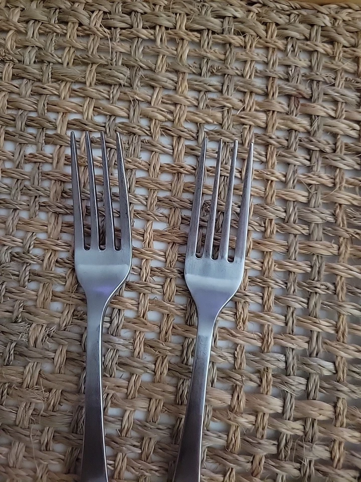 2 Robert Welch Ammonite Satin Spiral Salad Dessert Forks 6 3/4" Stainless - Image 2 of 4