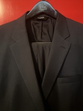 Jos A Bank Traveler Suit Mens 48R 46W Navy Blue Tailored Fit 100 Wool 2-Piece