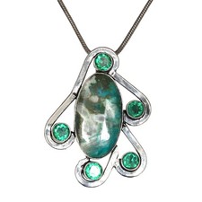 Chrysocolla Diopside Gemstone Mother's Day Silver Jewelry Pendant  2