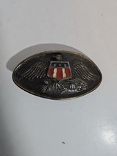 Vintage western belt buckle American Bald Eagle And Flag
