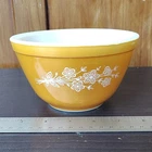 PYREX 401 Orange/White Spring Blossom Floral Milk Glass Mixing Bowl 1.5 Pt