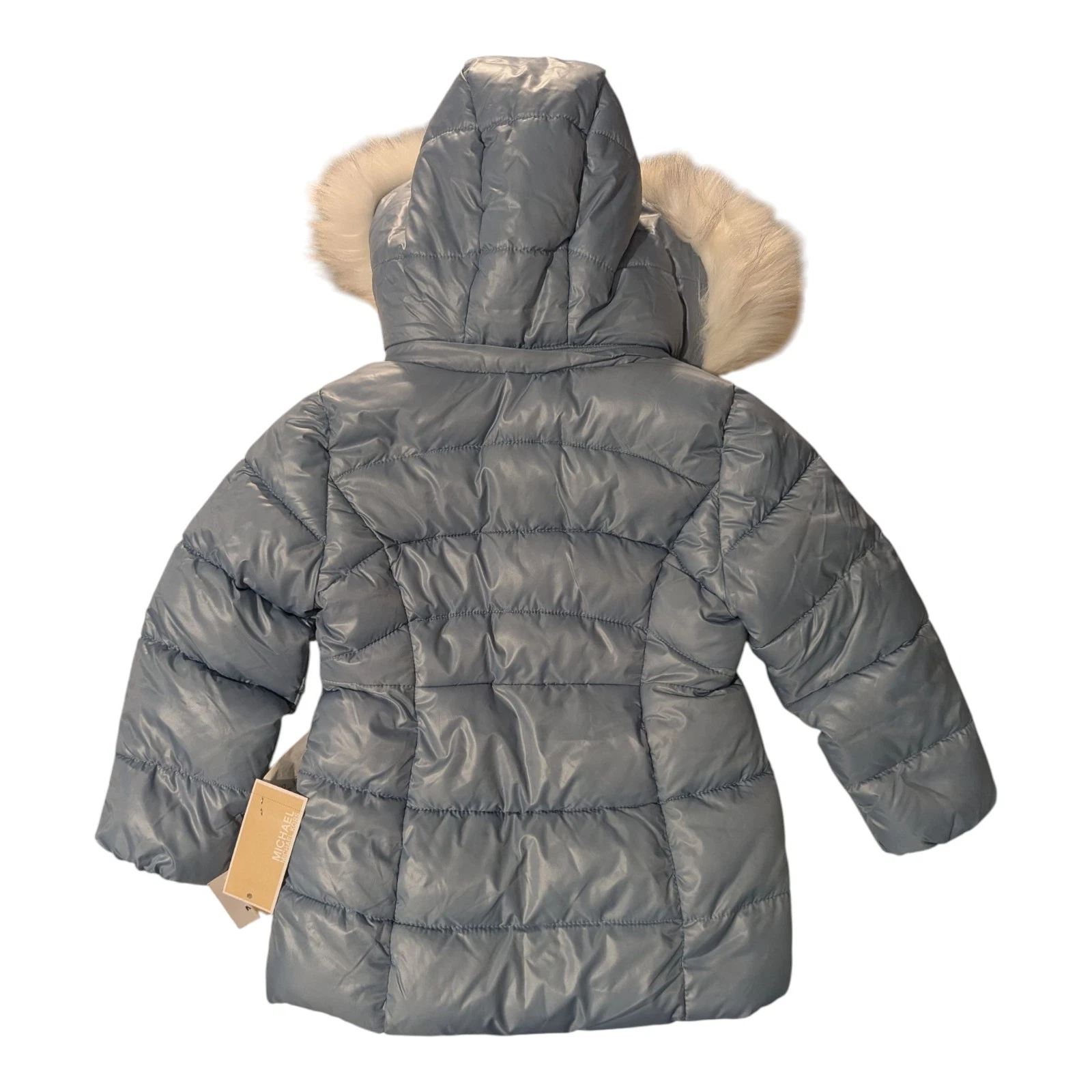 Cappotto invernale BBC 2 Michael Kors bambino puffer coat pelliccia sintetica cappuccio blu glam 4T blu