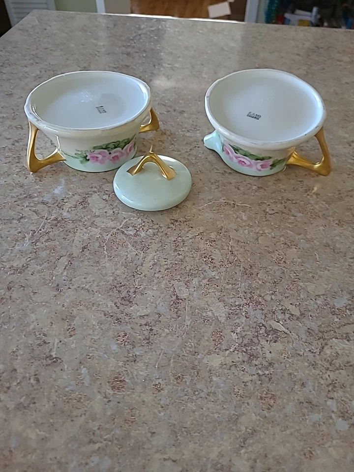 Crema y azúcar vintage hecha en Baviera Z.S. China de hueso floral y dorado & Co Foto 3 de 4