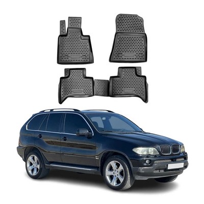 OMAC Floor Mats Liner for BMW X5 E53 2000-2006 Rubber TPE Black 4Pcs