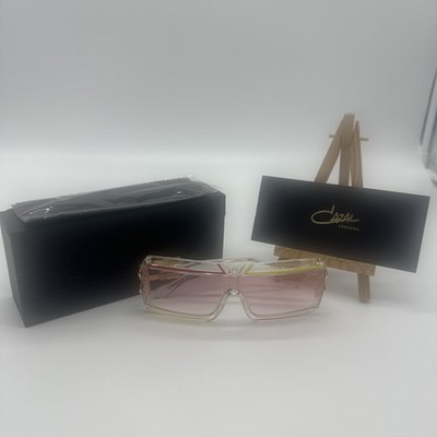 Cazal Legends MOD 856 Sunglasses COL 247 Clear Frame Pink Lens Shield 62mm Case