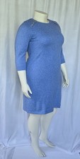 NWOT TALBOTS Plus X 18 Lightweight Blue Tweed Knit Knee Length Sweater Dress