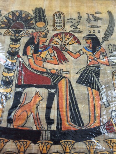 5 Beautiful Papyrus Hand Inked/Painted? Egyptian Scene King Queen Signed Art Lot - Picture 11 of 18