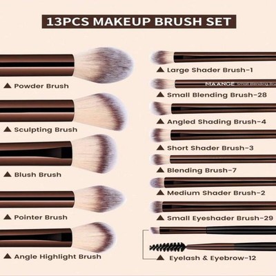 13PCS Makeup Brush Set Foundation Concealer Powder Eyeshadow Blush Brush Kabuki