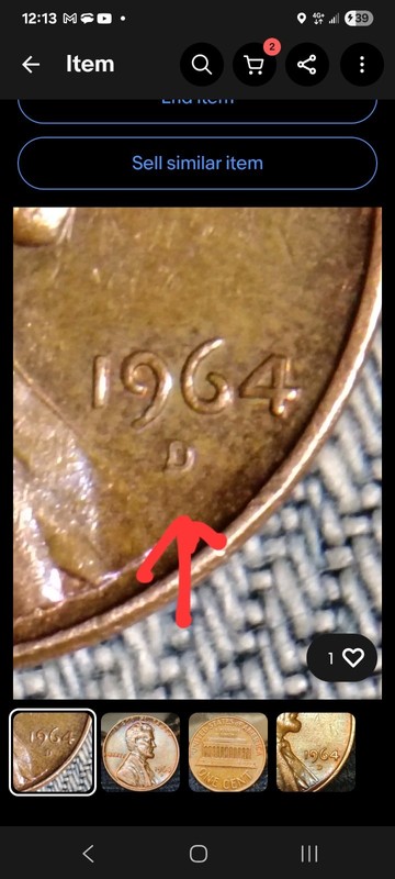 1964 D Over D Penny For Sale.
