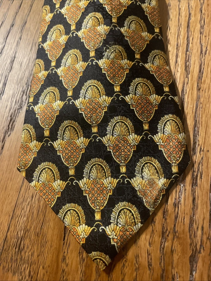 Vintage EUC Michel Royal Baroque Geometric Silk Tie Necktie Hand Made In Spain - Image 2 of 4