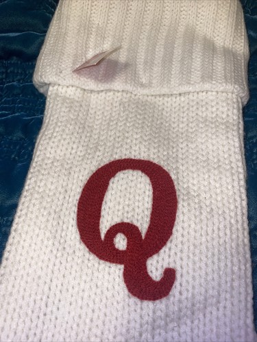 New initial Letter Q Monogram Stocking Wondershop White Holiday 20" - Picture 2 of 4