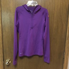 NIKE XS DRI-FIT 1/4 zip pullover HOODED Jacket/Top MAGENTA-PURPLE  ORANGE Z22