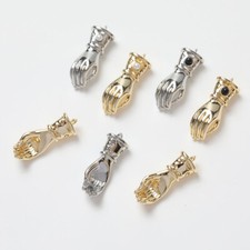 6pcs Pearl Hand Sign Charm Connector,Gold/Silver Tone Gesture Pendant,Hand Charm