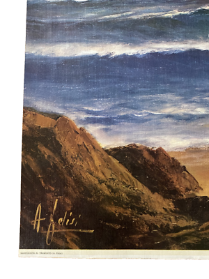 Mareggiata AL Tramonto By A. Felisi Ocean Scene 1980's Poster 36