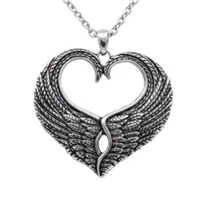 Angle Wings Love Heart Pendant Necklace Stainless Steel Jewelry By Controse