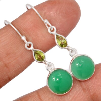 Grüner Onyx & Peridot 925 Sterling Silber Ohrringe Schmuck CE49974