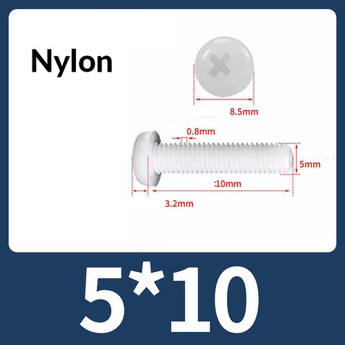Nylon Kunststoffschrauben Linsenkopfschrauben Weiß mit Kreuzschlitz M2 M3 M4 ~M8 - Bild 40 von 70