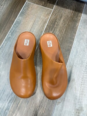 FITFLOP SHUV LEATHER CLOGS MULE LIGHT TAN 7 | eBay