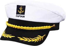 Captain Hat, Sailor Skipper Cap, Marines Style Costume Accessory, Adjustable...