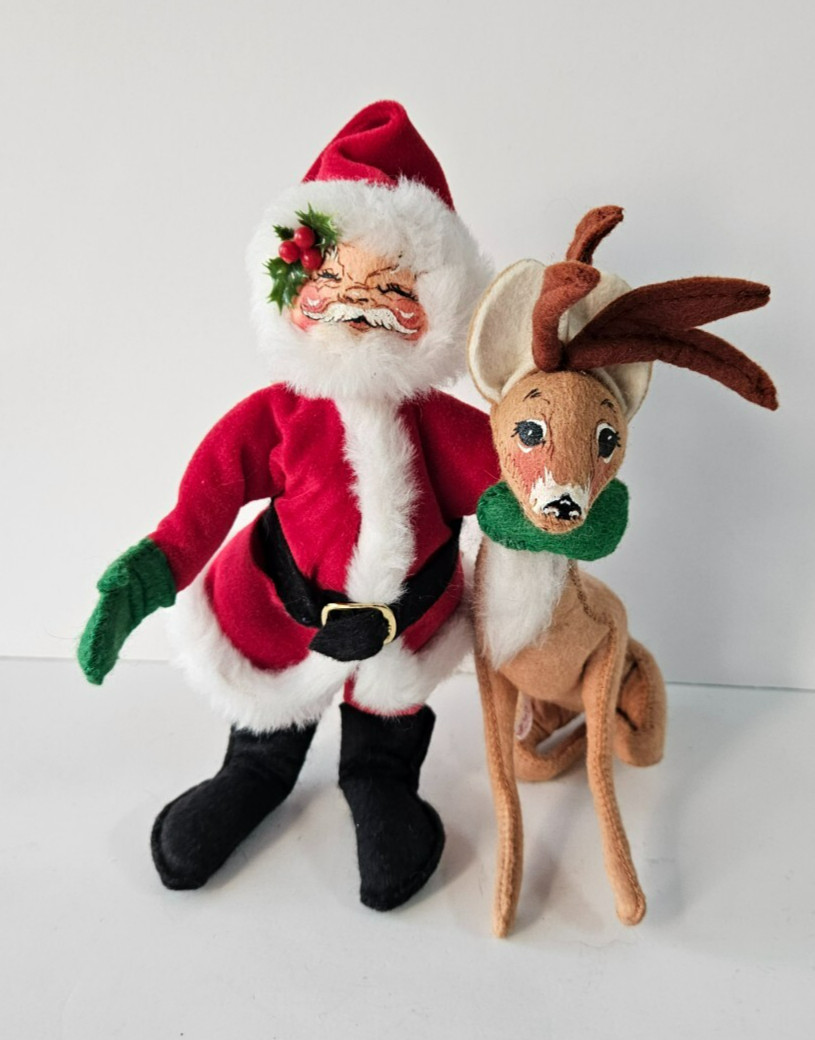 Vintage 1963 Annalee Santa Claus With Reindeer 8 1/2 " Tall