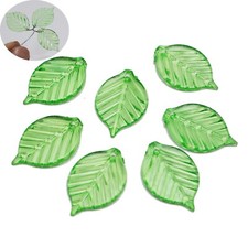 100 Transparent Green Acrylic Leaves Beads Charm 24X16mm Sewing Craft DIY