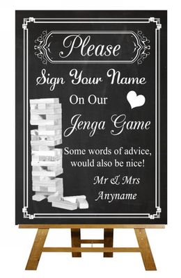 Kreidetafel Jenga Gästebuch personalisiert Hochzeit Schild / Poster