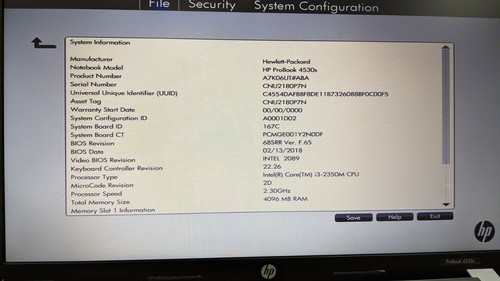 HP ProBook 4530s computer portatile i3-2350M 2,30 GHz, 4 GB RAM 320 GB disco rigido, così com'è - Foto 2 di 12