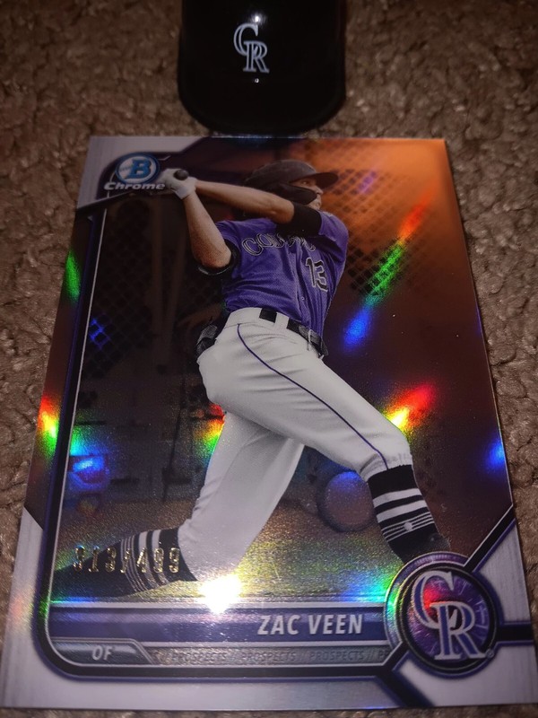 Zac Veen 2022 Bowman Chrome 🔥 REFRACTOR 🔥  313/499 Rockies RC