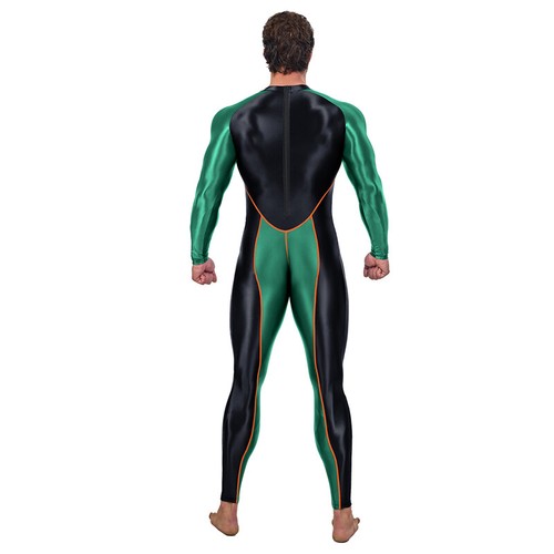 AMORESY Men's Shiny Jumpsuits Tracksuits Cycling Tights Overalls Activewear Sets - Picture 21 of 32