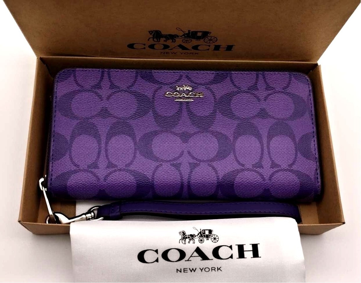 COACH [Outlet ] Sports Purple Signature Long Zip Wallet C4452