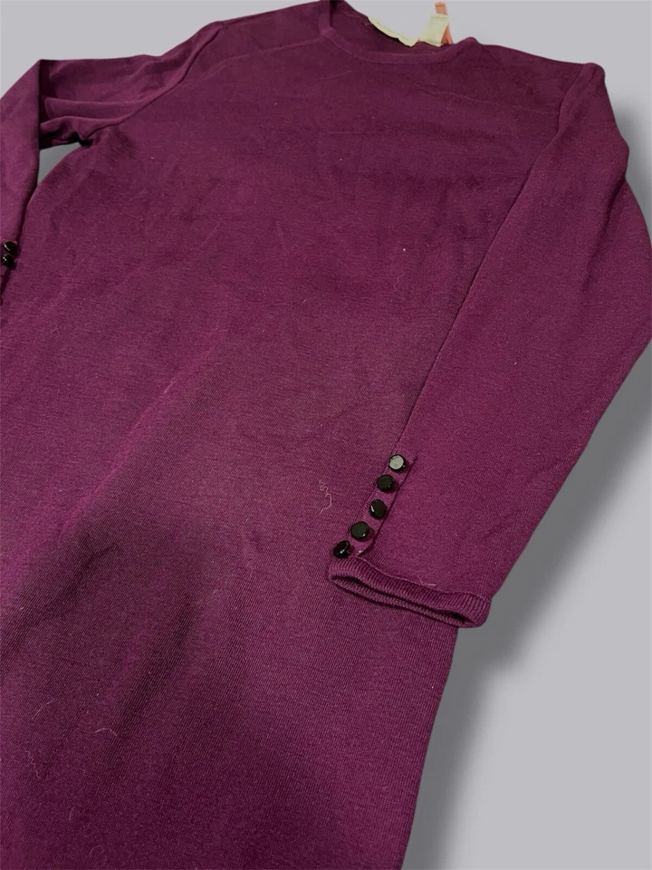 Vintage DANA BUCHMAN Dress 100 % Wool Plum Size Large See Photos - Image 3 of 4