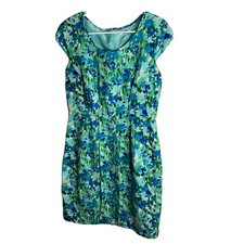 Calvin Klein Women’s 6 Green Blue White Floral Cap Sleeve Sheath Dress