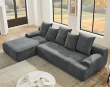 110" L-Shaped Sectional Sofa Couch Upholstered Combination Sofa Chaise Lounge