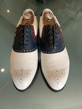 Footjoy Classics Men  s Golf Shoes 51979 Wh/Blue/Maroon 9C Shoe trees not inclu