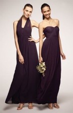Jenny Yoo NEW Aidan Convertible Strapless Chiffon Gown In Plum Sz 10 Bridesmaids