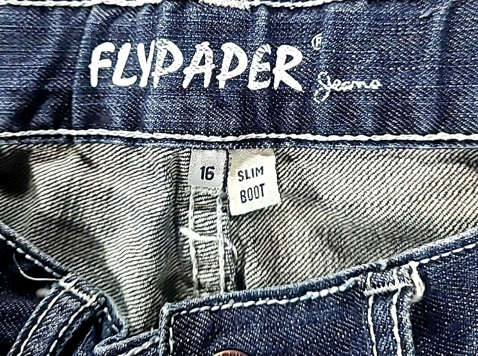 Pantalones de mezclilla ajustados Flypaper para niños talla 16 bolsillos con solapa falsos Foto 2 de 4