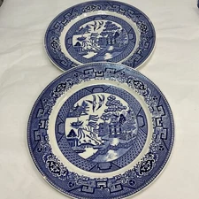 Vintage Homer Laughlin China 9” Plates: Set of 2 - C52N6 Blue