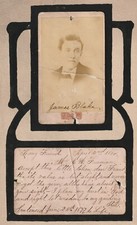 RARE Signed CDV Photo & NOTE -1880 Murderer James Blake  Crime Prison Art
