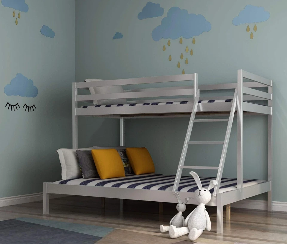 Single Triple Bunk Bed With Ladder, Kids Twin Sleeper, Solid Pine Wood Frame - Image 4 of 4