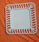 Vintage Westmoreland Glass Milk square S plate 8.5” dinner white lace pierced