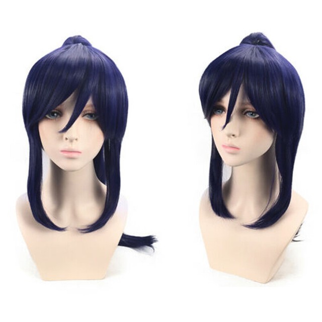 Anime Unisex Purple Long Hair Ponytail Bangs Wigs Cosplay ...