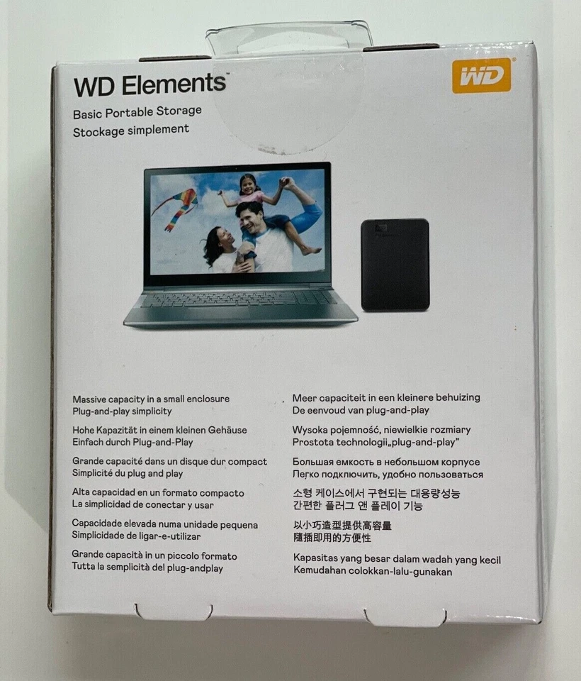 NEW WD ELEMENTS 1TB 2TB PORTABLE EXTERNAL HARD DRIVE WDBUZG0010BBK WDBU6Y0020BBK - Image 4 of 4