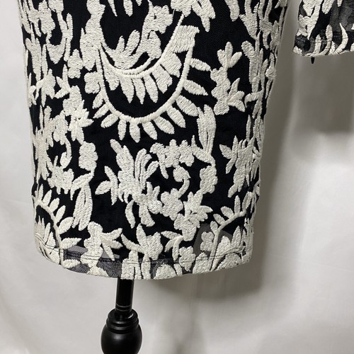 Alice + Olivia Langarmkleid 0 elfenbeinweiß schwarz Blumenmuster bestickt neu mit Etikett NEU - Bild 5 von 11