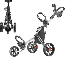Caddytek 3 Wheel Golf Push Cart - Lightweight, Close Folding Push Pull Caddy Car