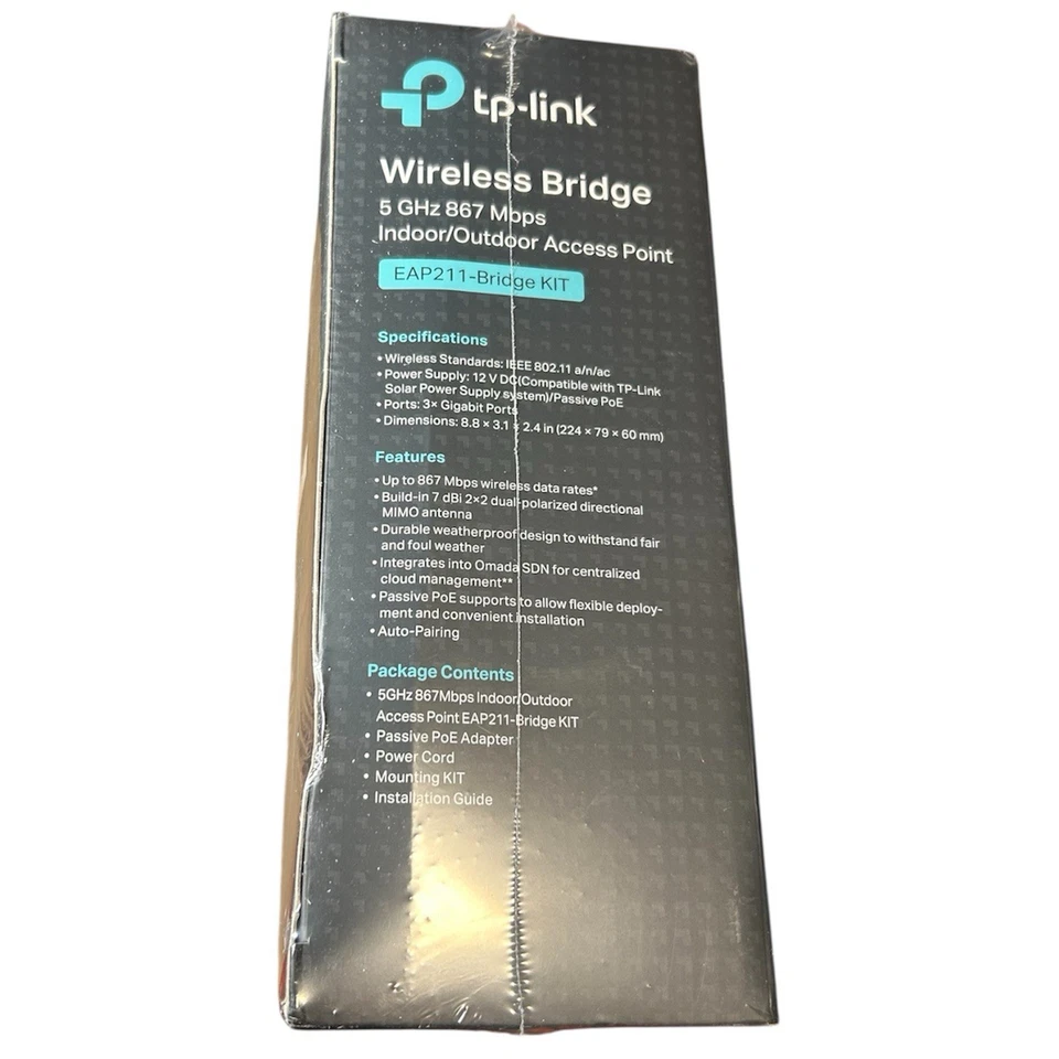TP-Link EAP211-Bridge KIT Single Band IEEE 802.11 ac 867 Mbit/s Wireless SEALED - Image 4 of 4