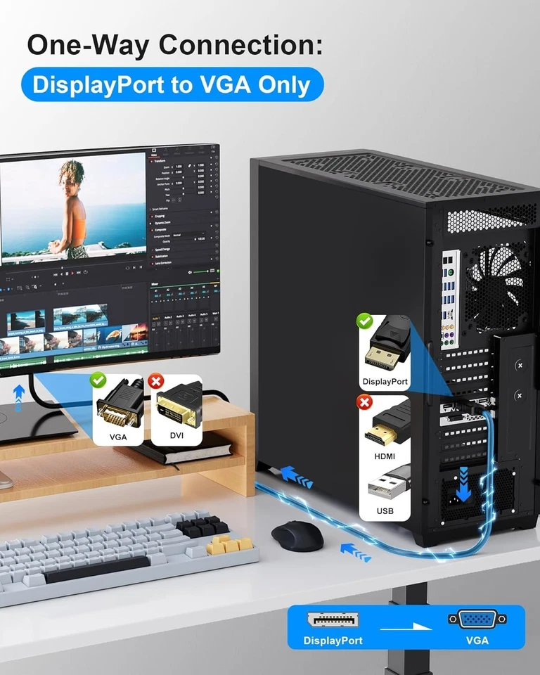 Enhanced Signal 6-Pack DisplayPort to VGA Male Adapter - Ideal for Presentations - Image 4 of 4